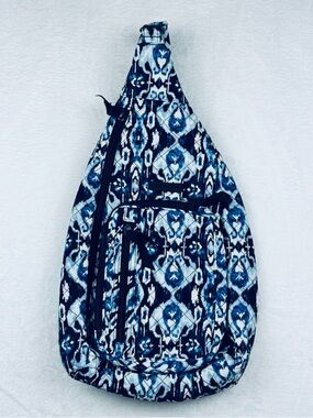 Vera Bradley Sling Backpack in the pattern "Ikat Island". Quilted cotton.